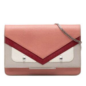 Fendi Bugs Monster Crossbody Chain Wallet Shoulder Bag Pink Multicolor